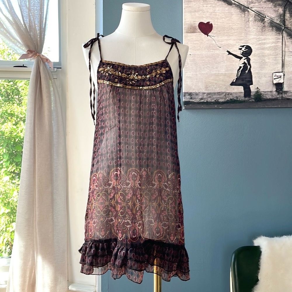 Stradivarius Paisley Crinkle Chiffon Dress